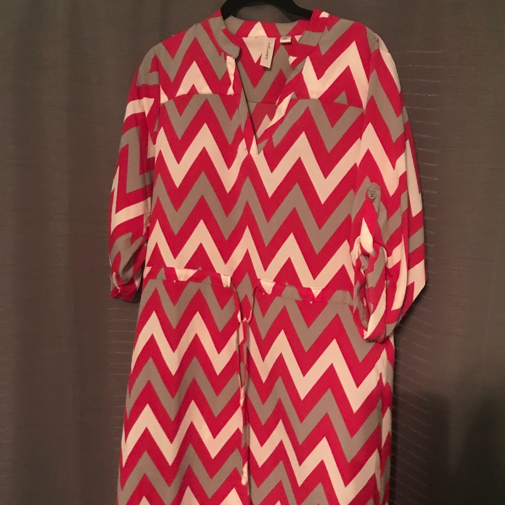 Pink Chevron Pattern Dress